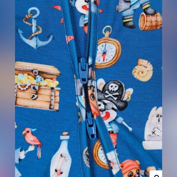 NWOT LEV Baby Boy Bamboo Convertible One Piece Romper Footie Blue Pajamas 12-18M - Picture 3 of 16